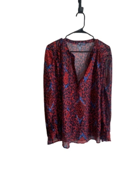 Democracy Tops - NWT Democracy Red Blue Black Animal Ikat Print Top Certified Authentic Size 1X